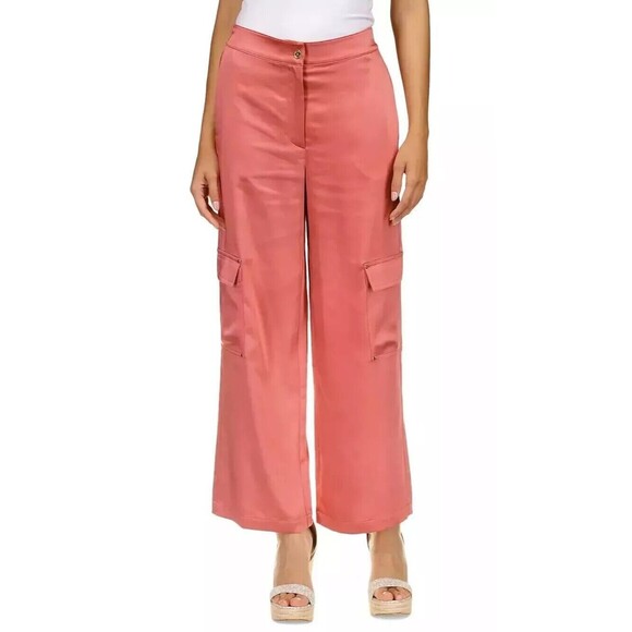 Michael Kors pants Women's Solid Satin Cargo Zippered Pants Dusty Rose size M - Picture 1 of 15